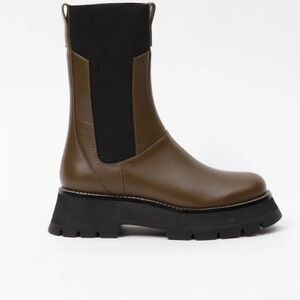 3.1 Phillip Lim Kate Leather Chelsea Combat Boots - Olive